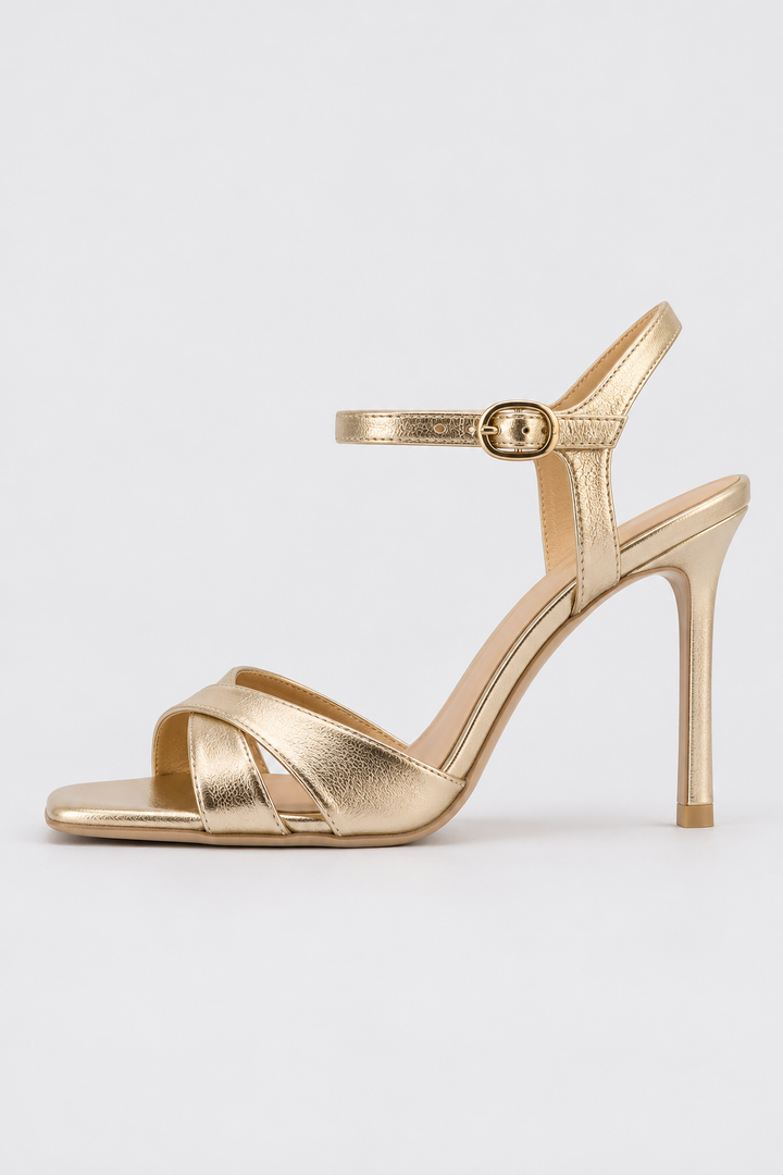 Gold Push Strappy Stileto