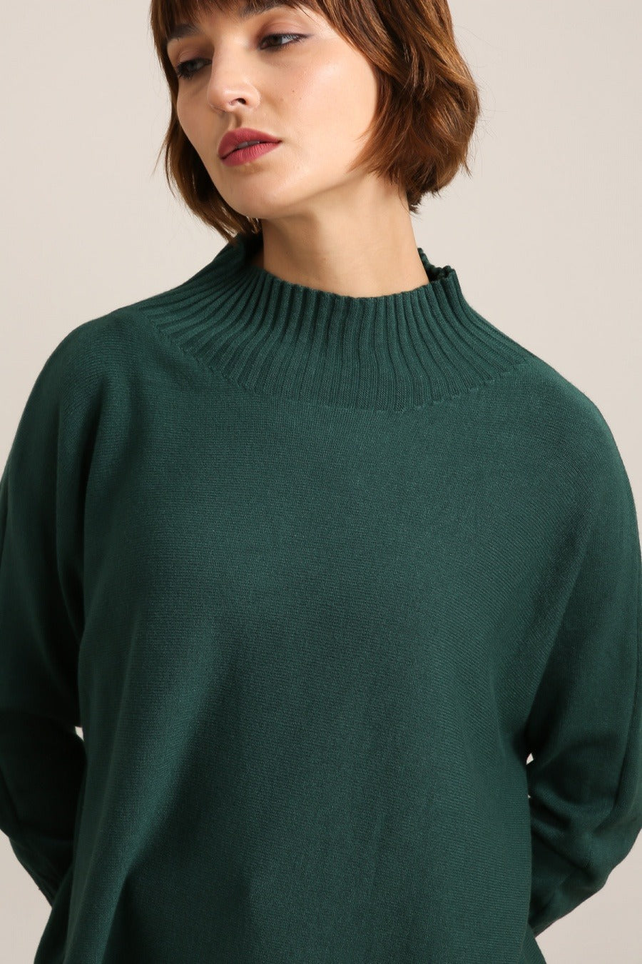 Cashmere Blend High Neck Sweater