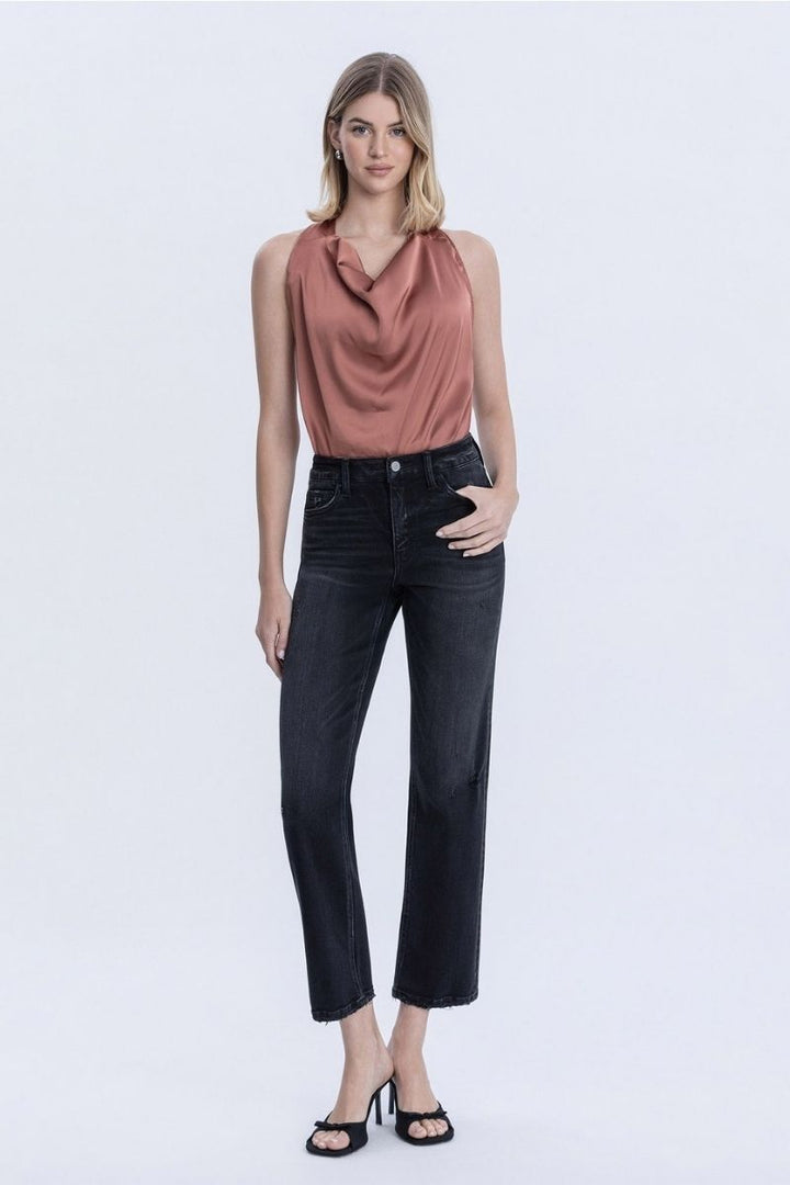 Mid Rise Black Ankle Straight Jeans - Flying Monkey