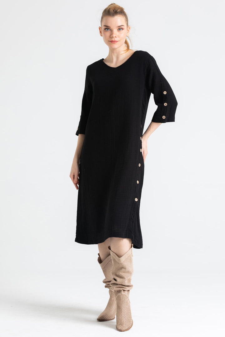 Nova Button Dress-Gauze