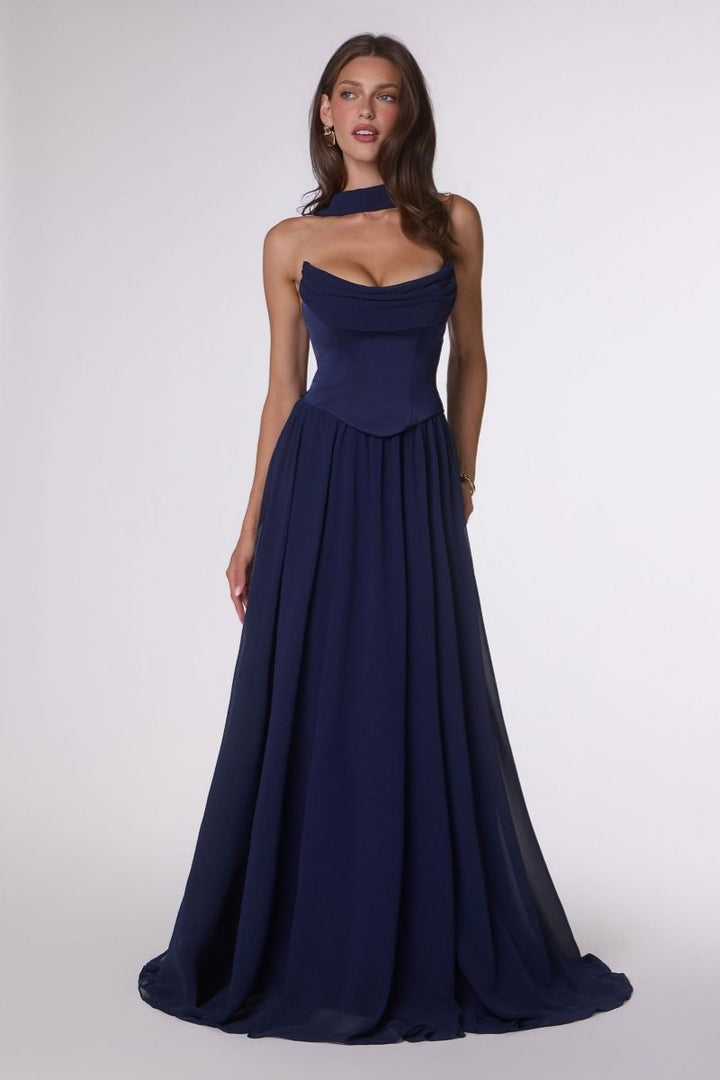 Éloise Corset Chiffon Gown — Minuit