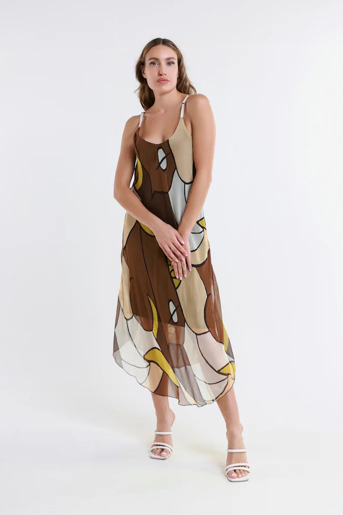 Desert Moon Rachel Silk Midi Dress - Tees By Tina