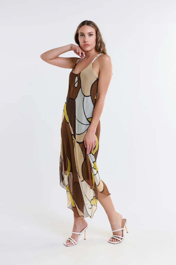 Desert Moon Rachel Silk Midi Dress - Tees By Tina