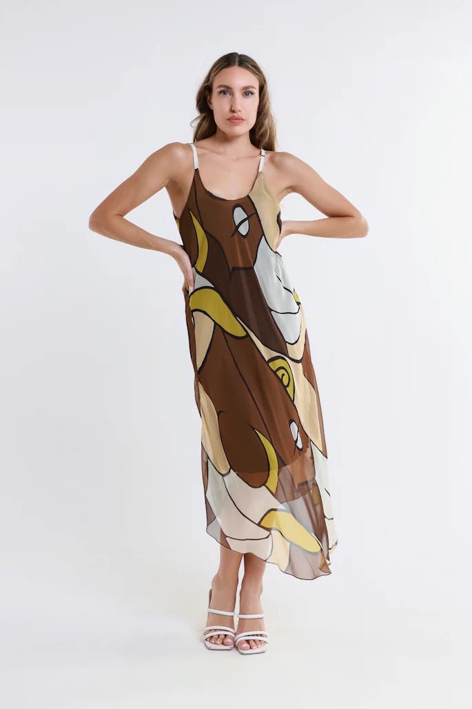 Desert Moon Rachel Silk Midi Dress - Tees By Tina