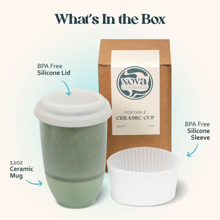 Emerald 12oz Ceramic Travel Mug – Reusable &amp; Stylish