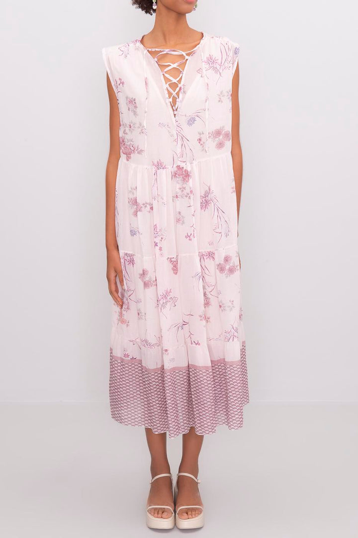 Floral Sleeveless Lace Tie Dress