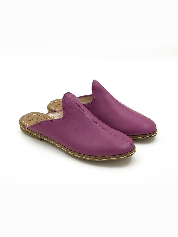 WOMEN'S Mardi Gras Purple FLAT MULE - LEATHER