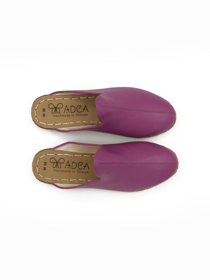 WOMEN'S Mardi Gras Purple FLAT MULE - LEATHER