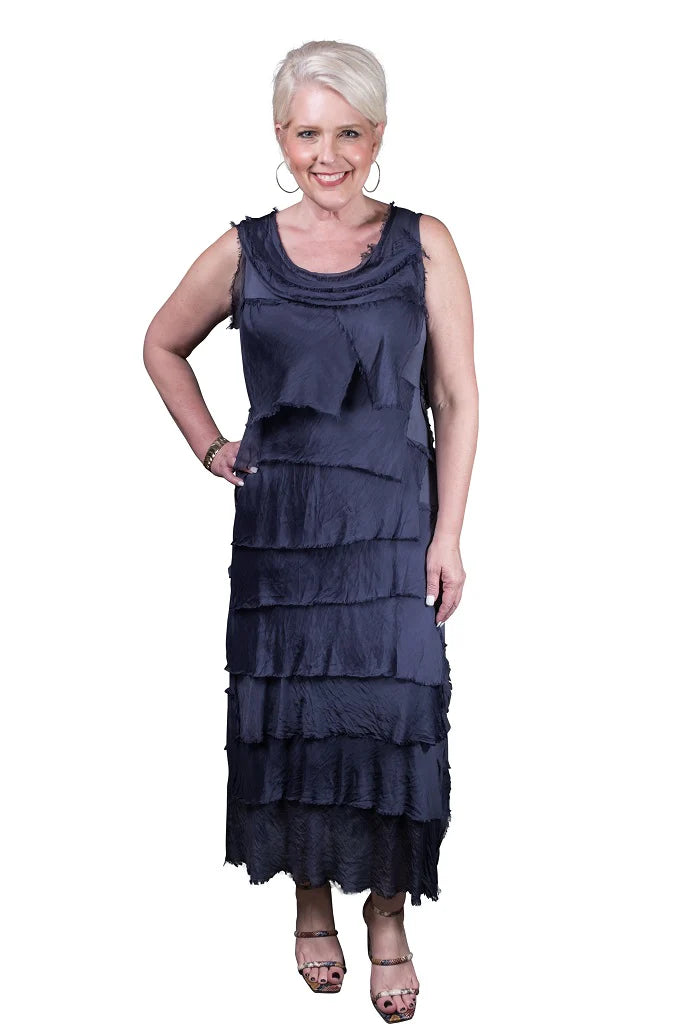 Aleena Silk Maxi Ruffle Dress - Tees By Tina