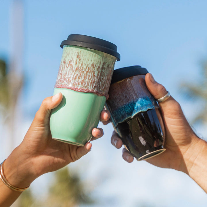 Nebula Ceramic Travel Mug – 16oz, Matcha &amp; Christmas