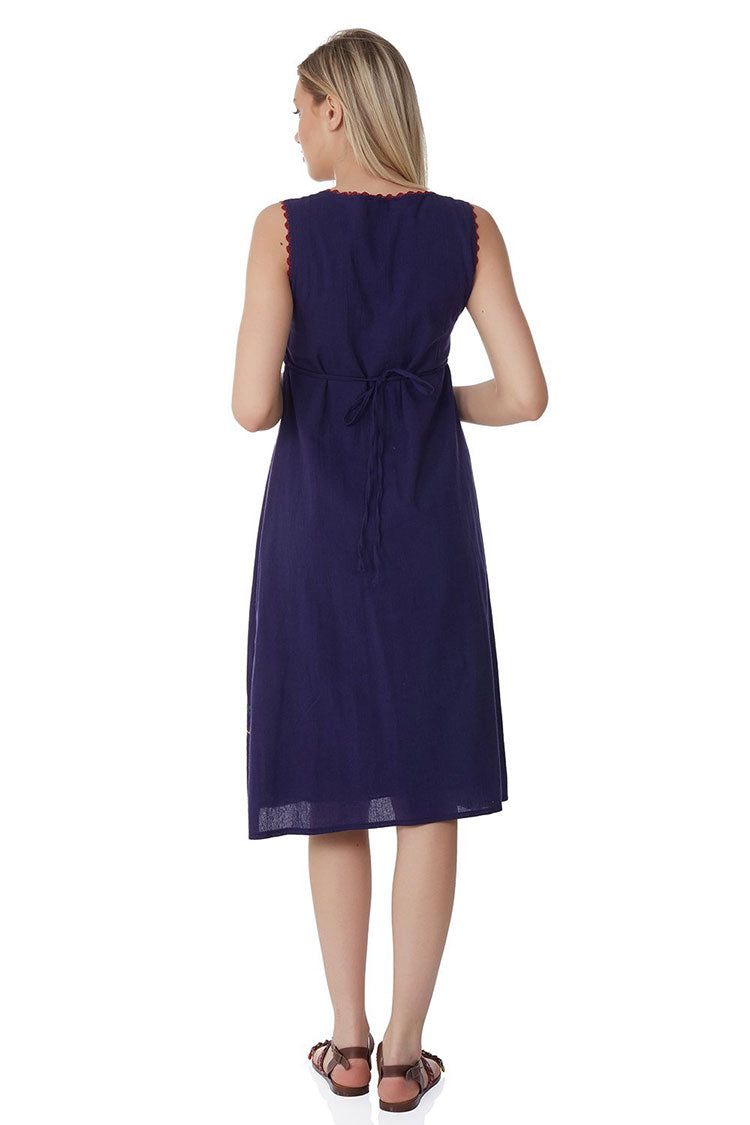 Purple embroidered sleeveless midi cult dress, bohem dress