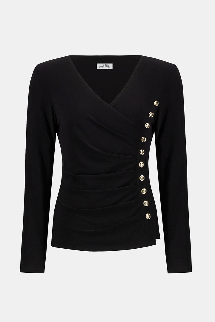 Silky Knit Fitted Wrap Top - Joseph Ribkoff