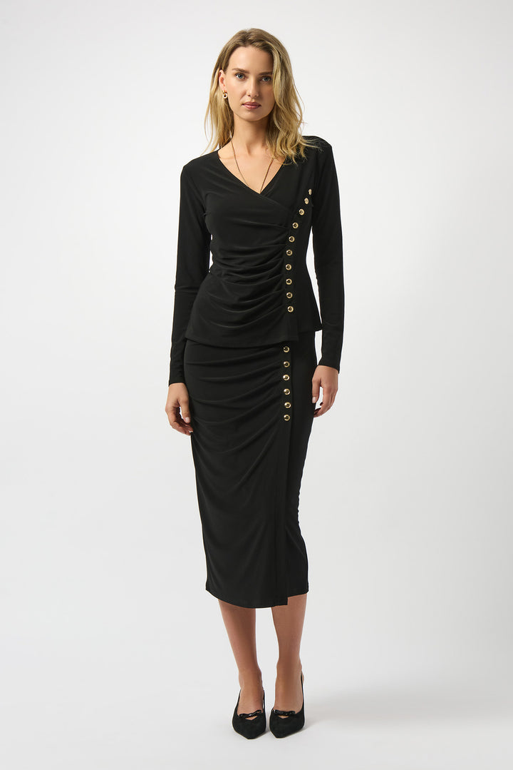 Silky Knit Fitted Wrap Top - Joseph Ribkoff