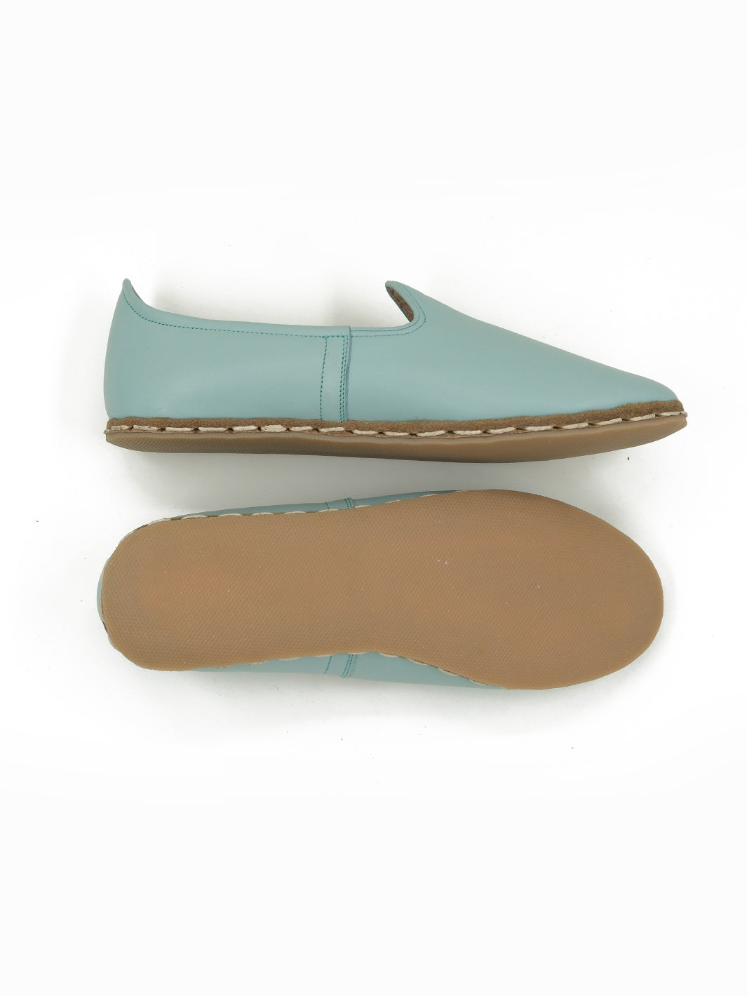 Women's Nile Green Slip on Shoes - Leather