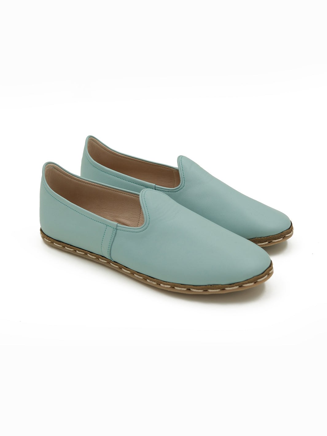 Women's Nile Green Slip on Shoes - Leather