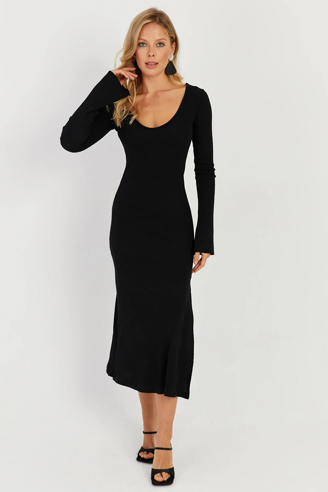 Kara Midi Knit Dress - Black