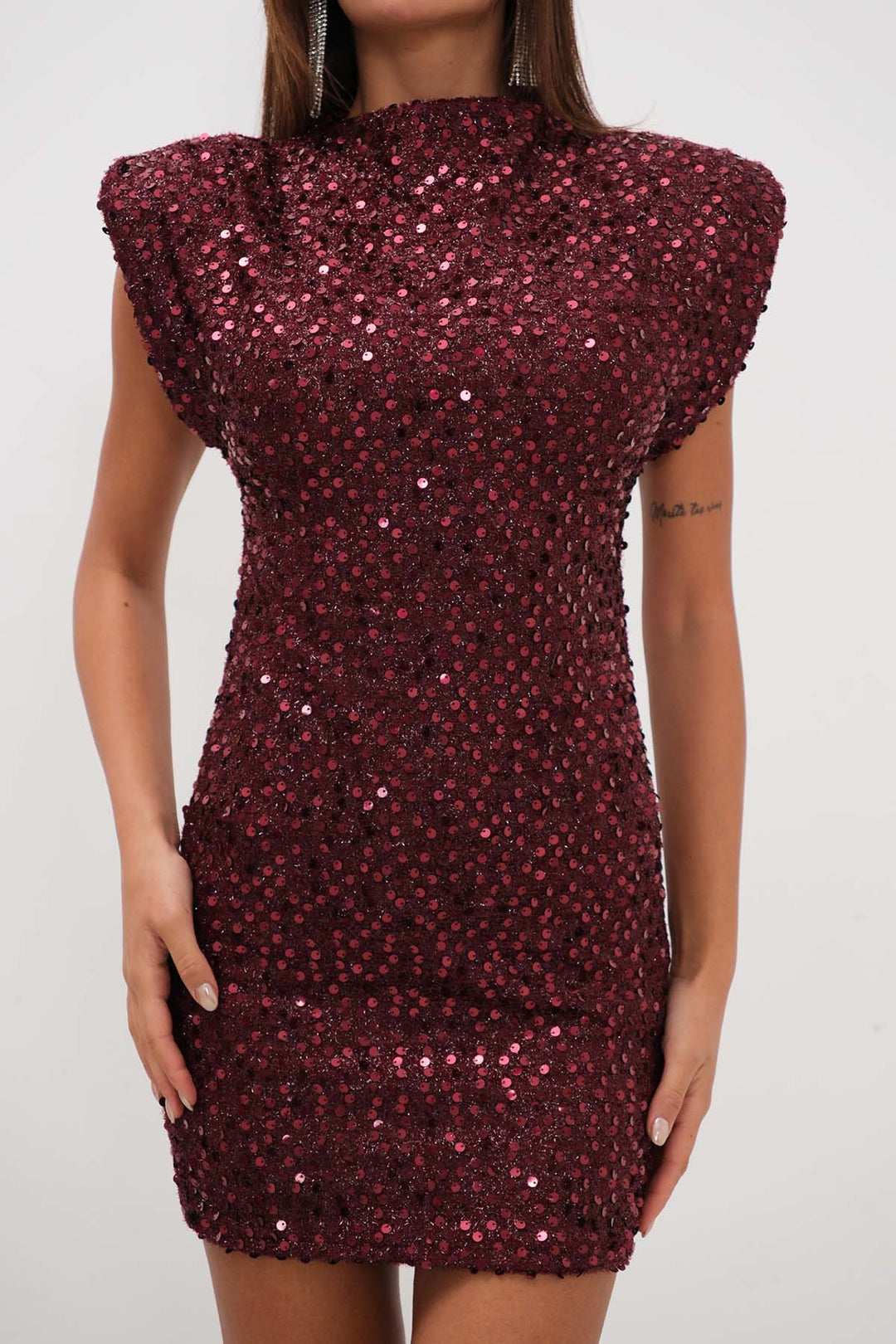 Celine Sequin Mini Dress - Burgundy