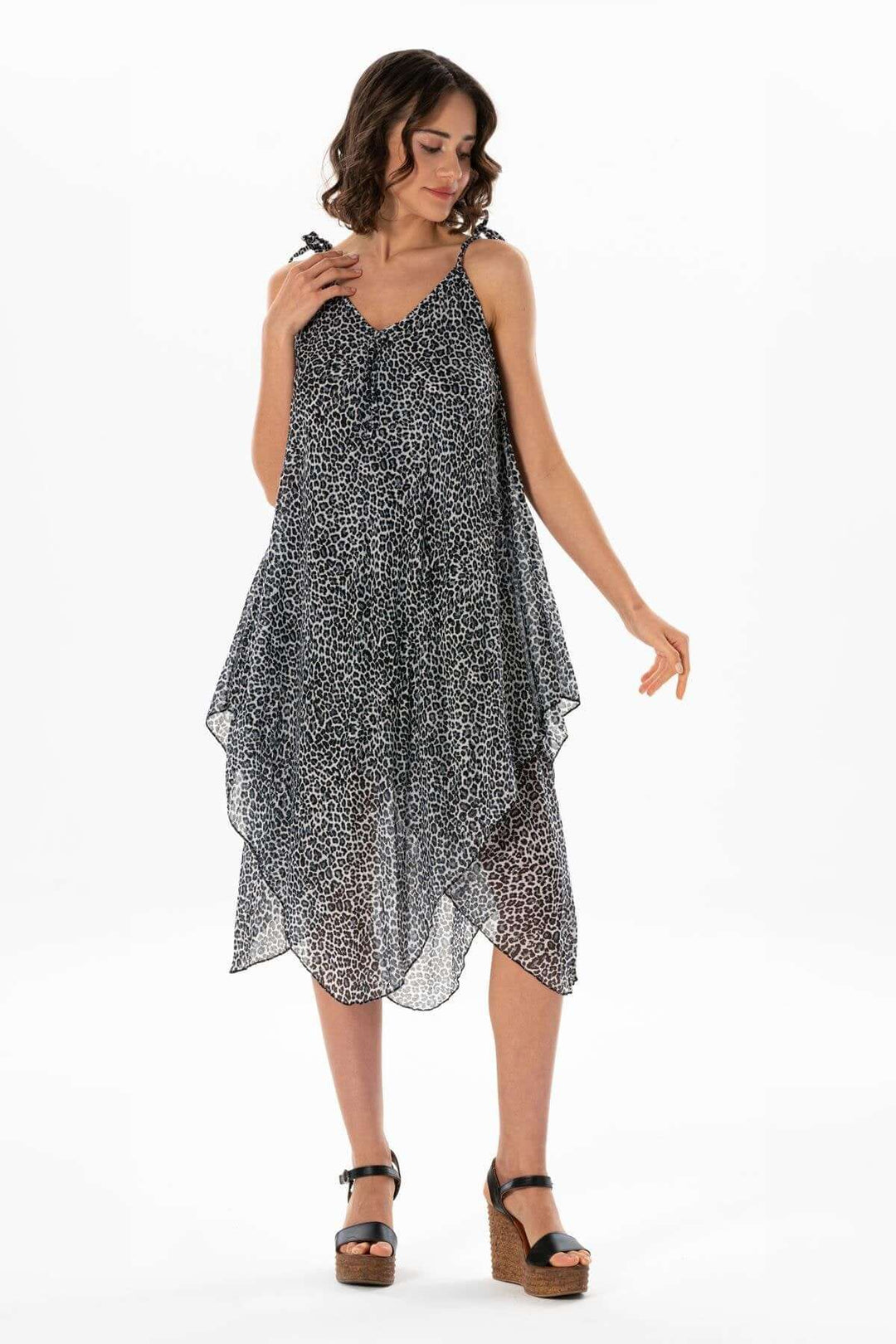 one size leopard Beach Dress