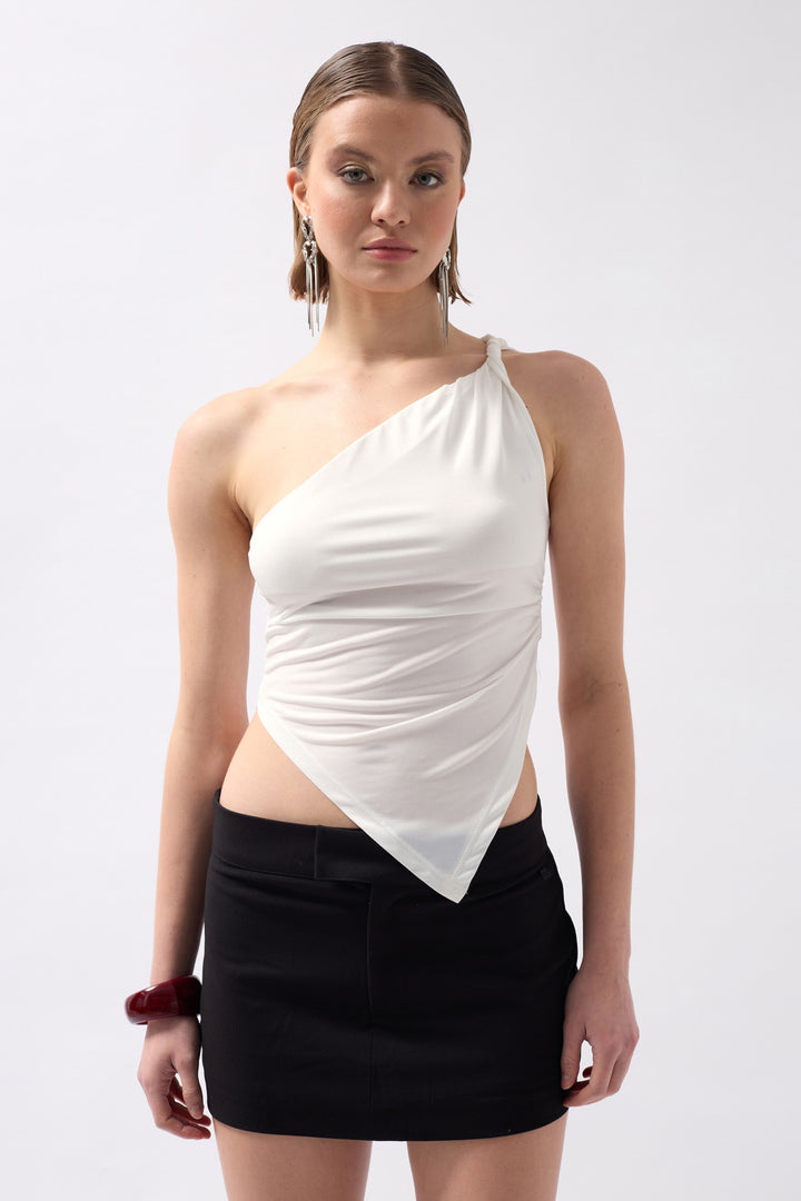 Asymmetric Detail Blouse - White
