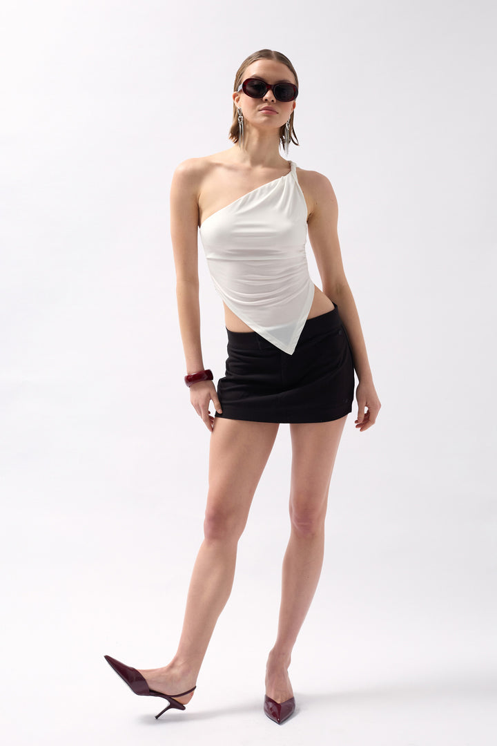 Asymmetric Detail Blouse - White