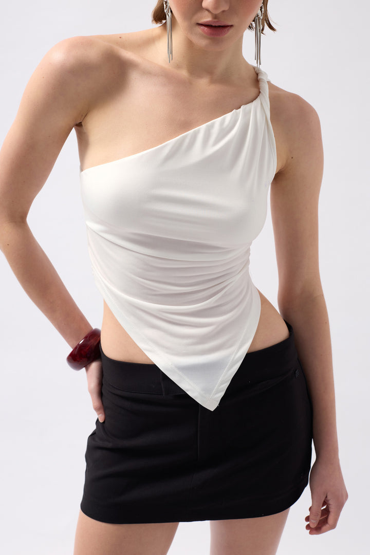 Asymmetric Detail Blouse - White