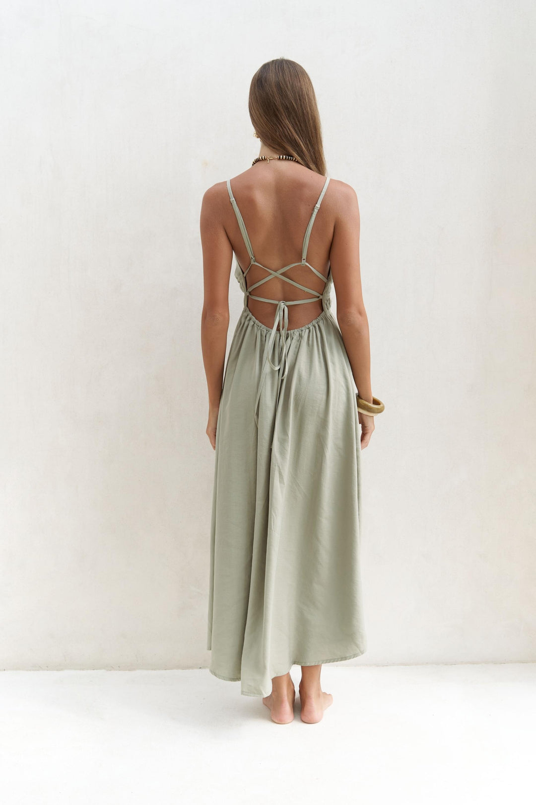Athena Open Back Dress - Light Green
