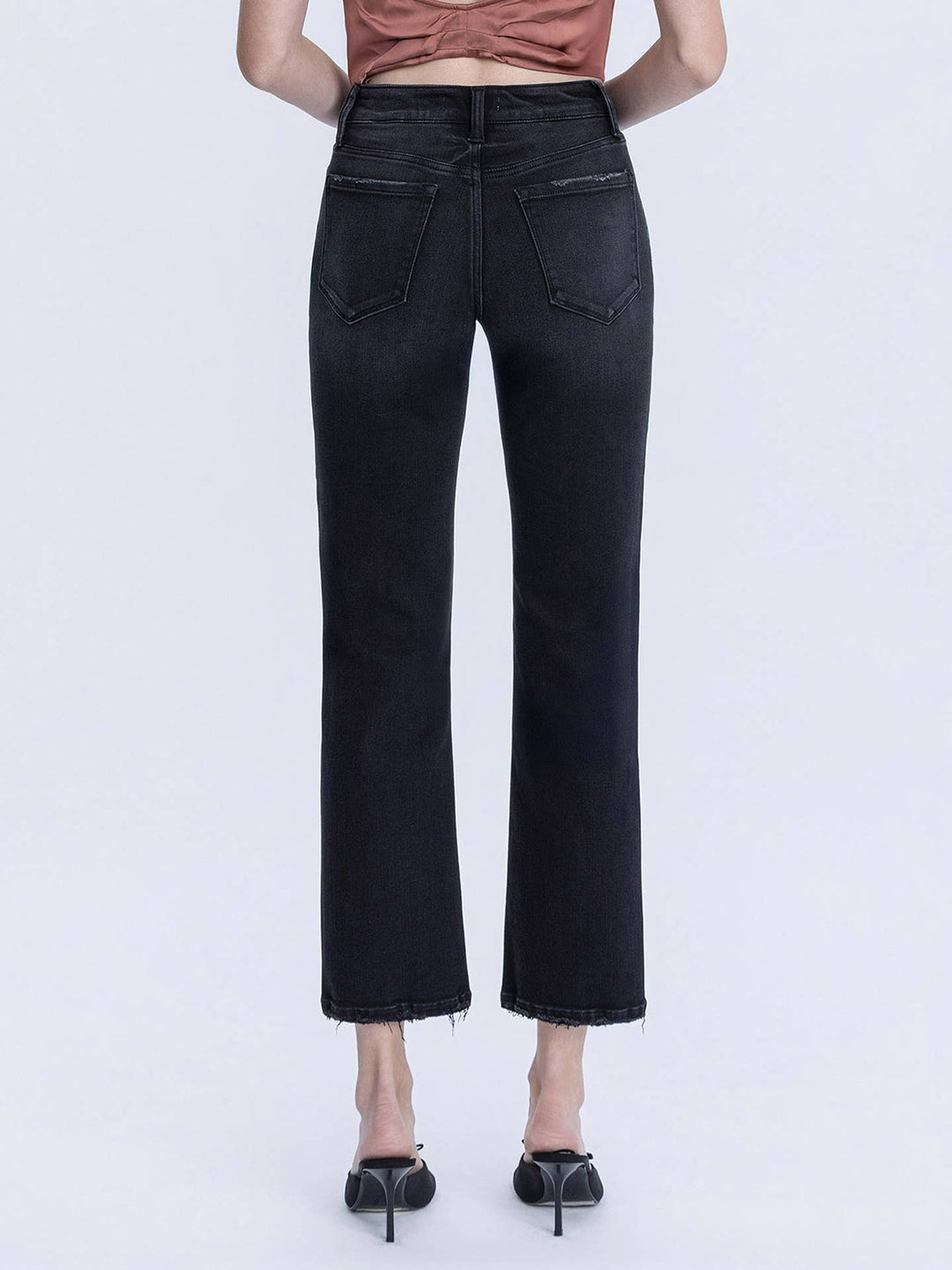 Mid Rise Black Ankle Straight Jeans - Flying Monkey