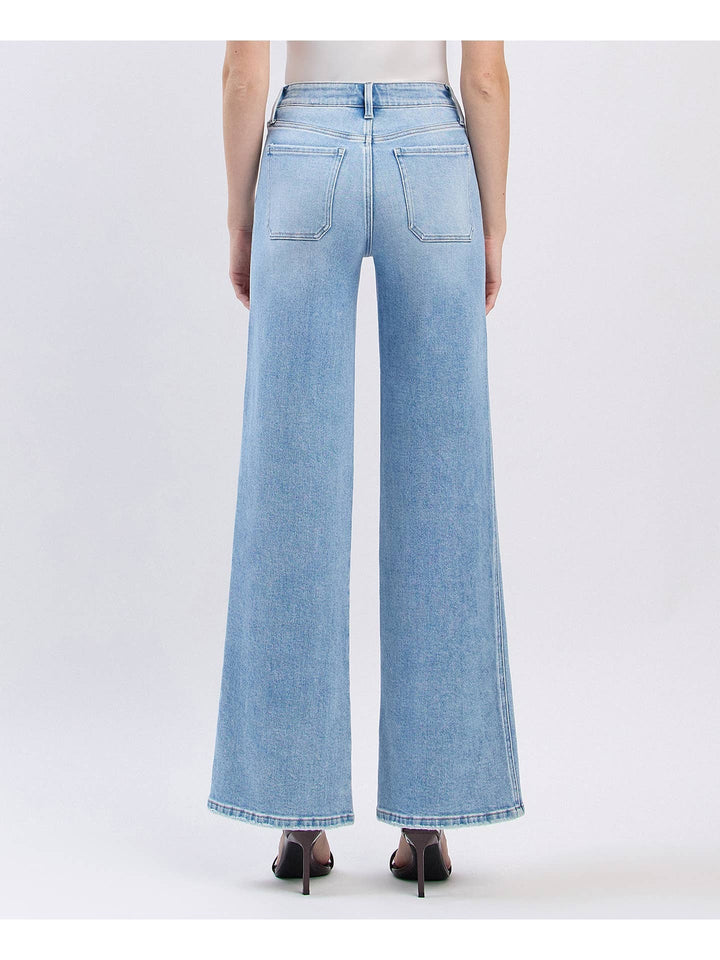 High Rise Patch Pocket Wide Leg Jeans - Flying Monkey