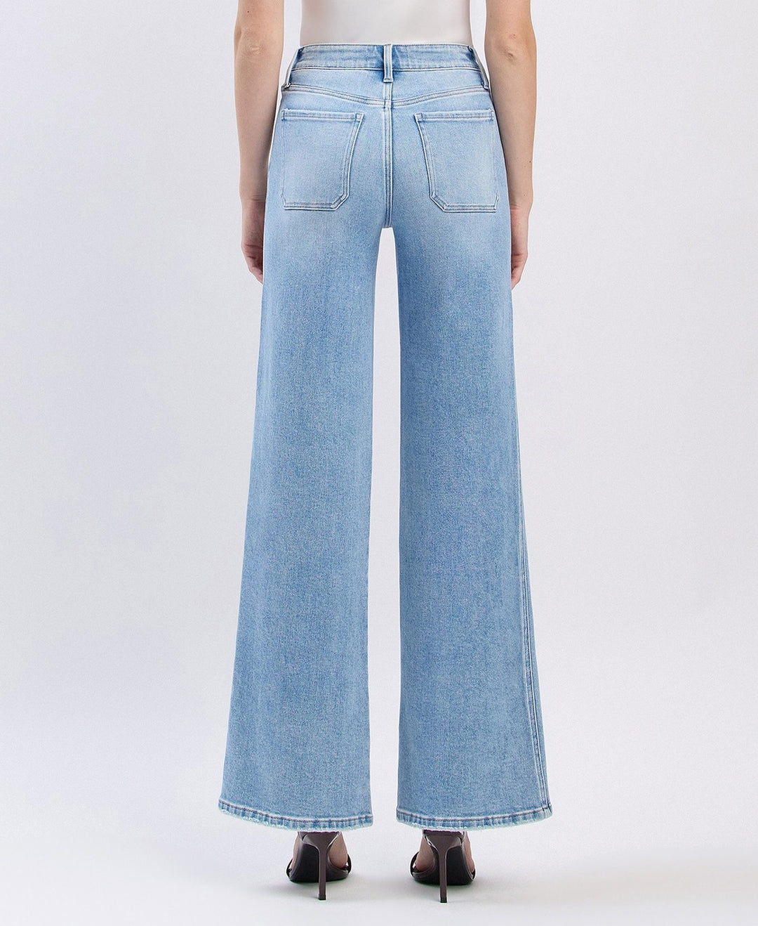 High Rise Patch Pocket Wide Leg Jeans - Flying Monkey