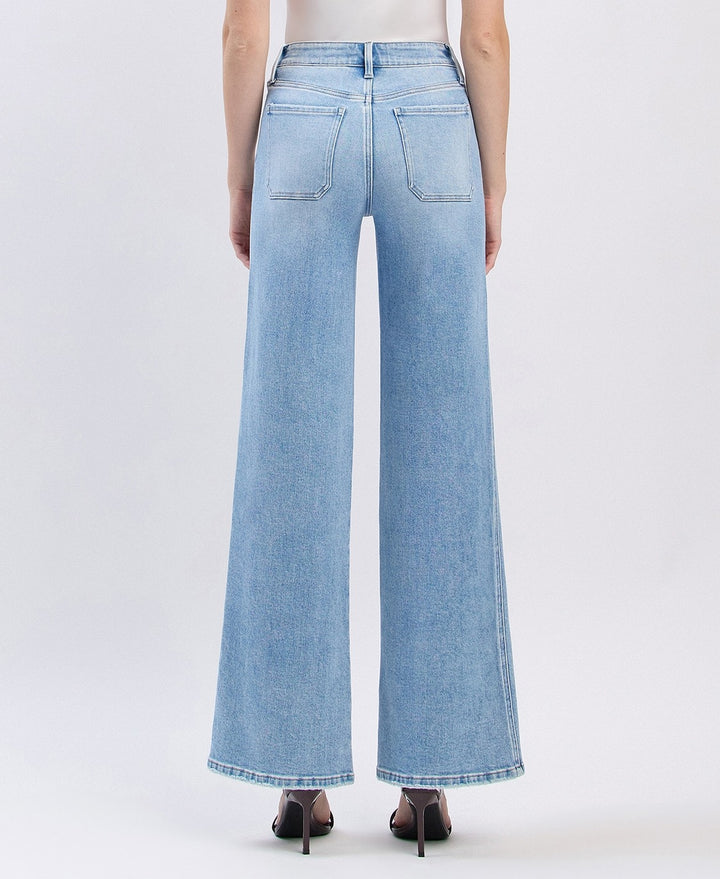 High Rise Patch Pocket Wide Leg Jeans - Flying Monkey