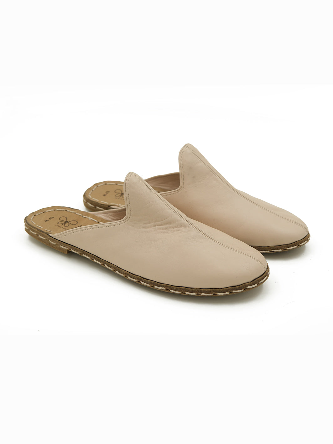 Men's Sandshell Beige Flat Mule - Leather