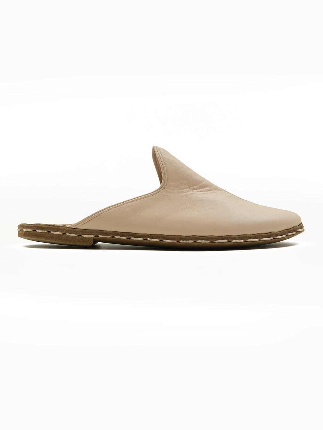 Men's Sandshell Beige Flat Mule - Leather