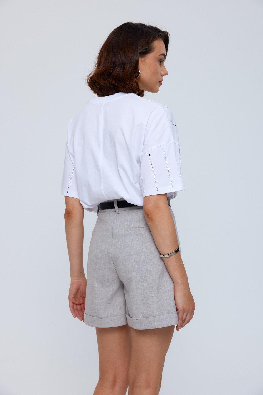 Bermuda Grey Shorts Belted