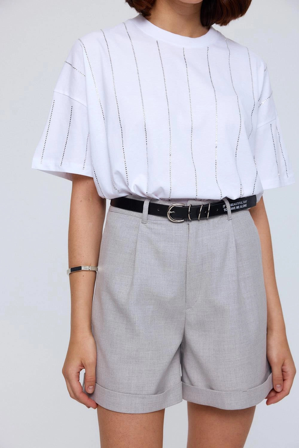 Bermuda Grey Shorts Belted