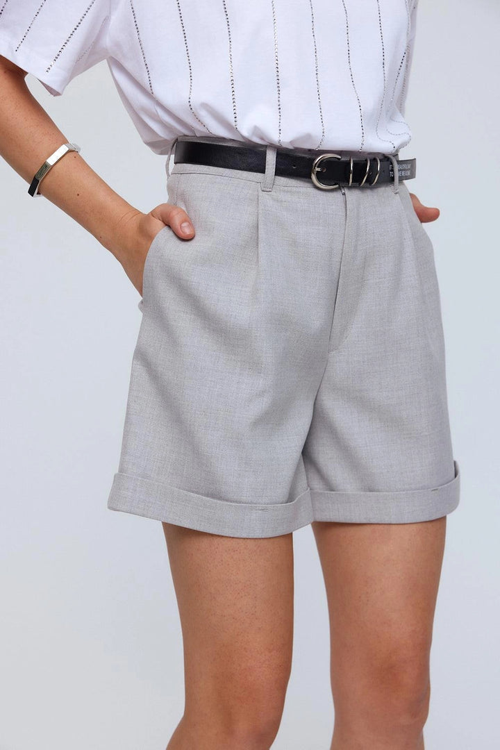 Bermuda Grey Shorts Belted