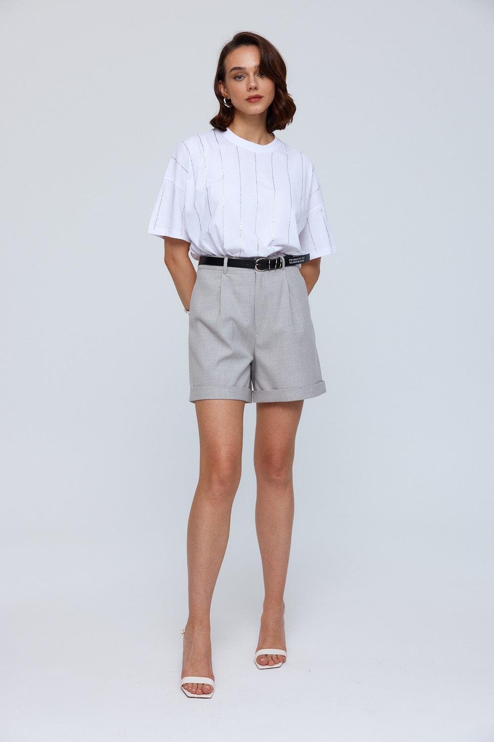 Bermuda Grey Shorts Belted