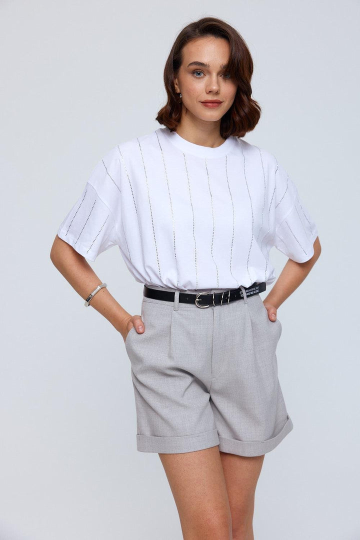 Bermuda Grey Shorts Belted