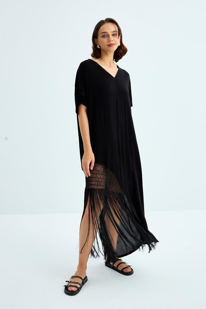 Tassel Black Long Dress