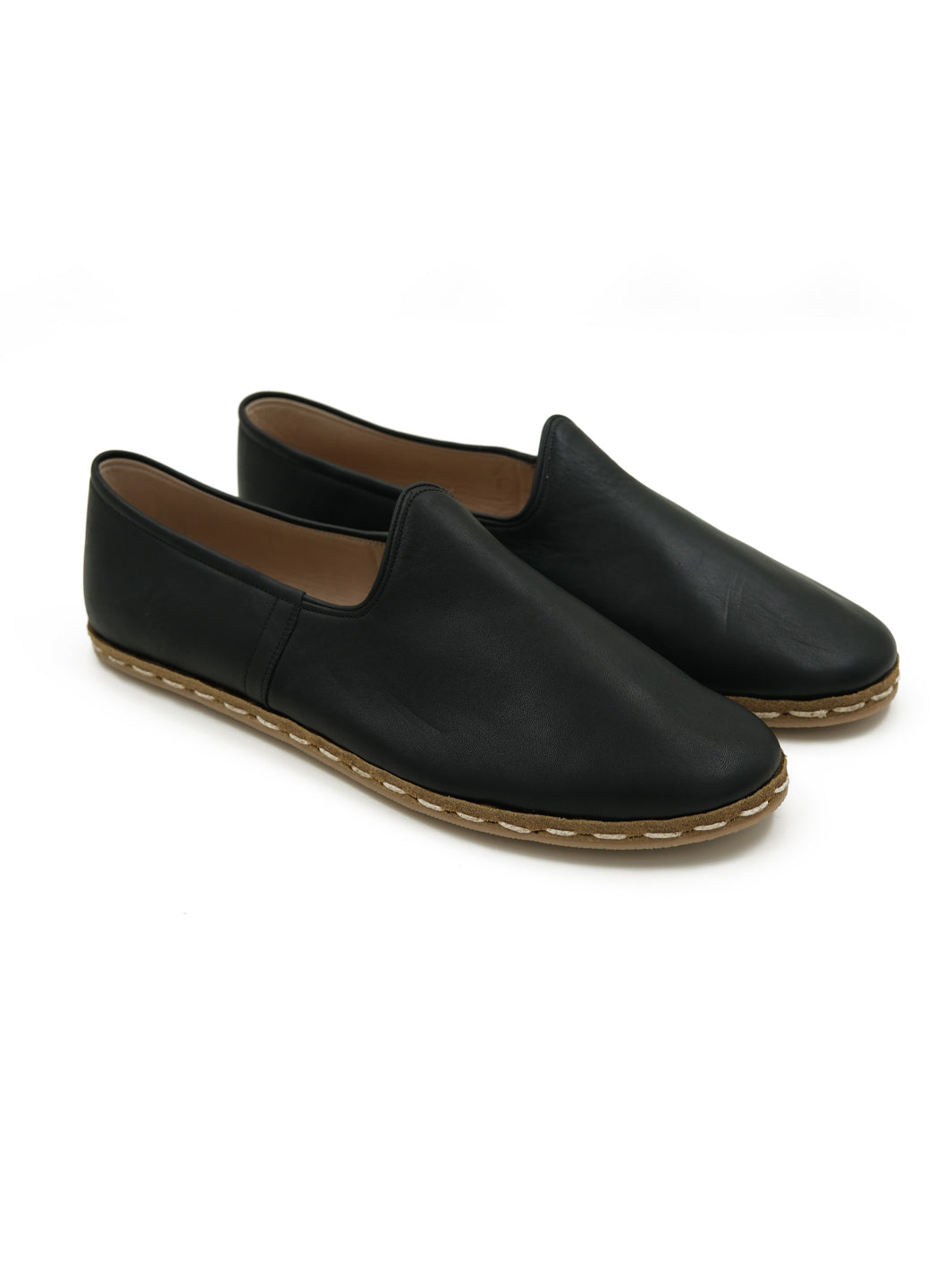 Men's Black Slip On Shoes - Leather