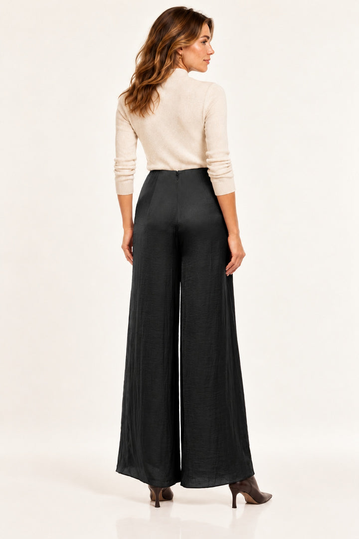 Silky High Waisted Pleated Front Pants