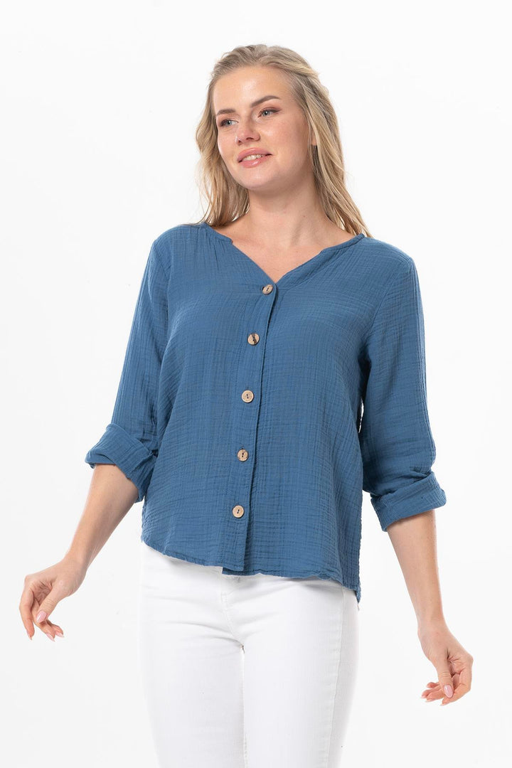 Women's Long Sleeve Blouses - Gauze