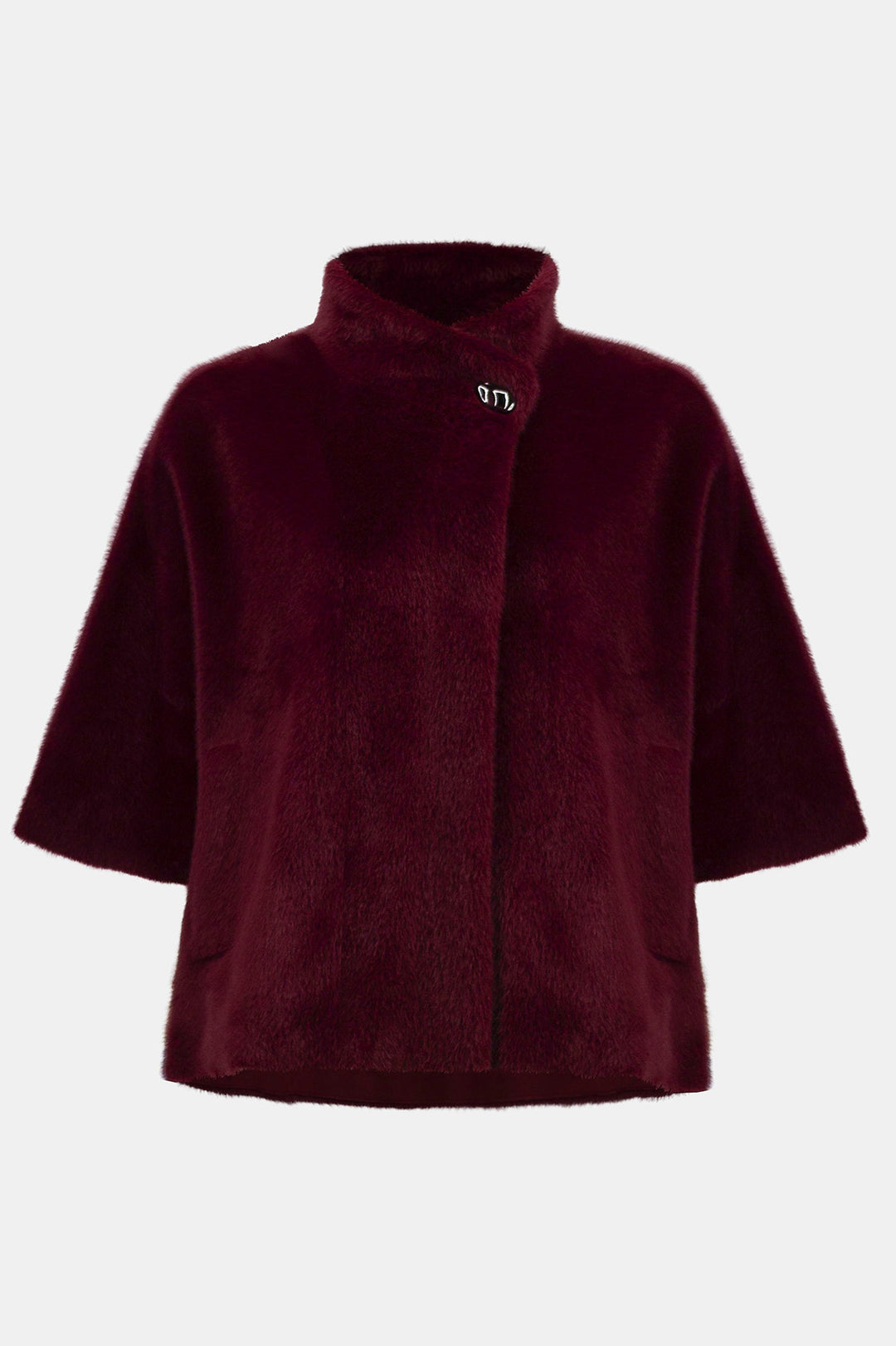 Maroon fleece jacket on a white background