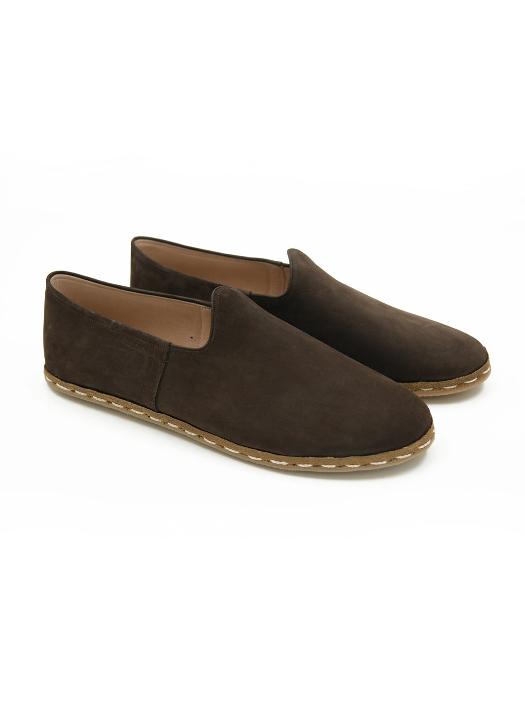 Men's Espresso Brown Slip On Shoes - Nubuck Leather