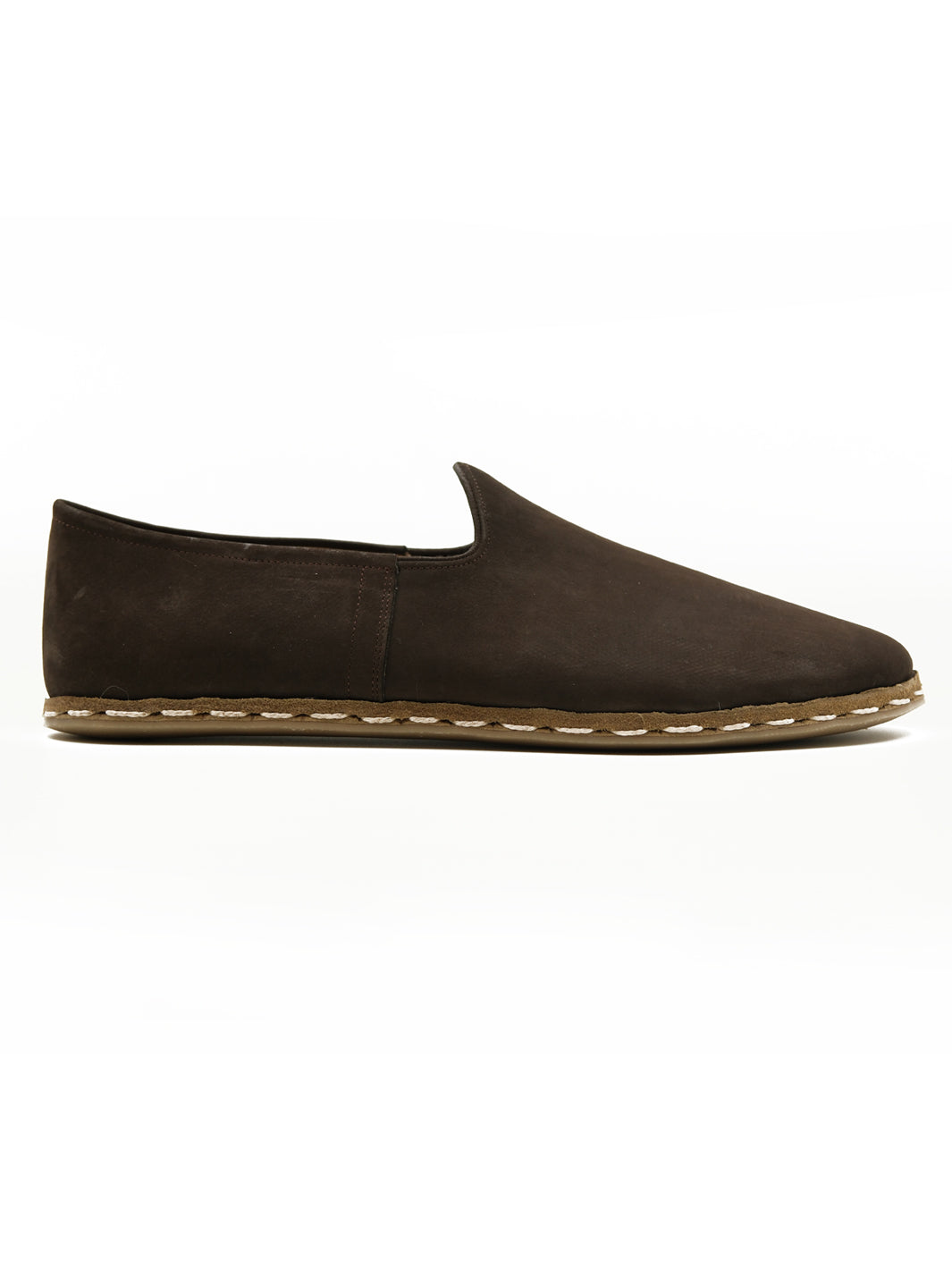 Men's Espresso Brown Slip On Shoes - Nubuck Leather