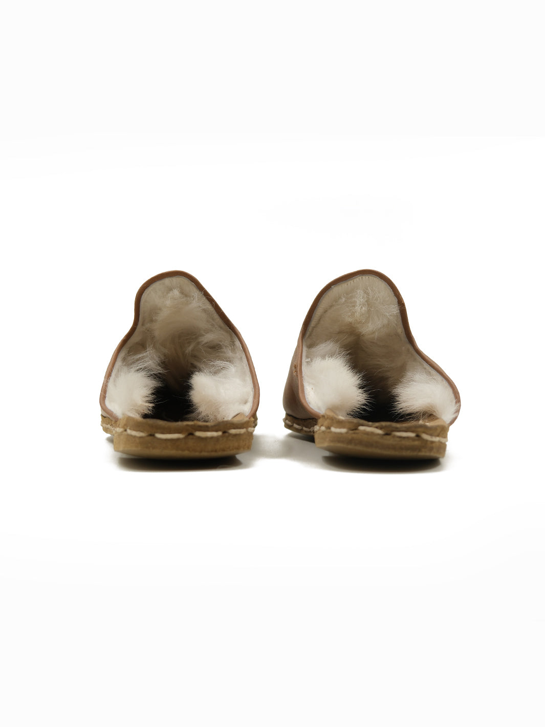 Women's Lion Brown Shearling Flat Mule - Leather