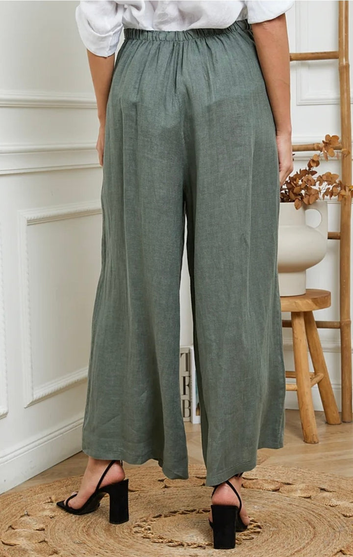 Button Detail Linen Pant