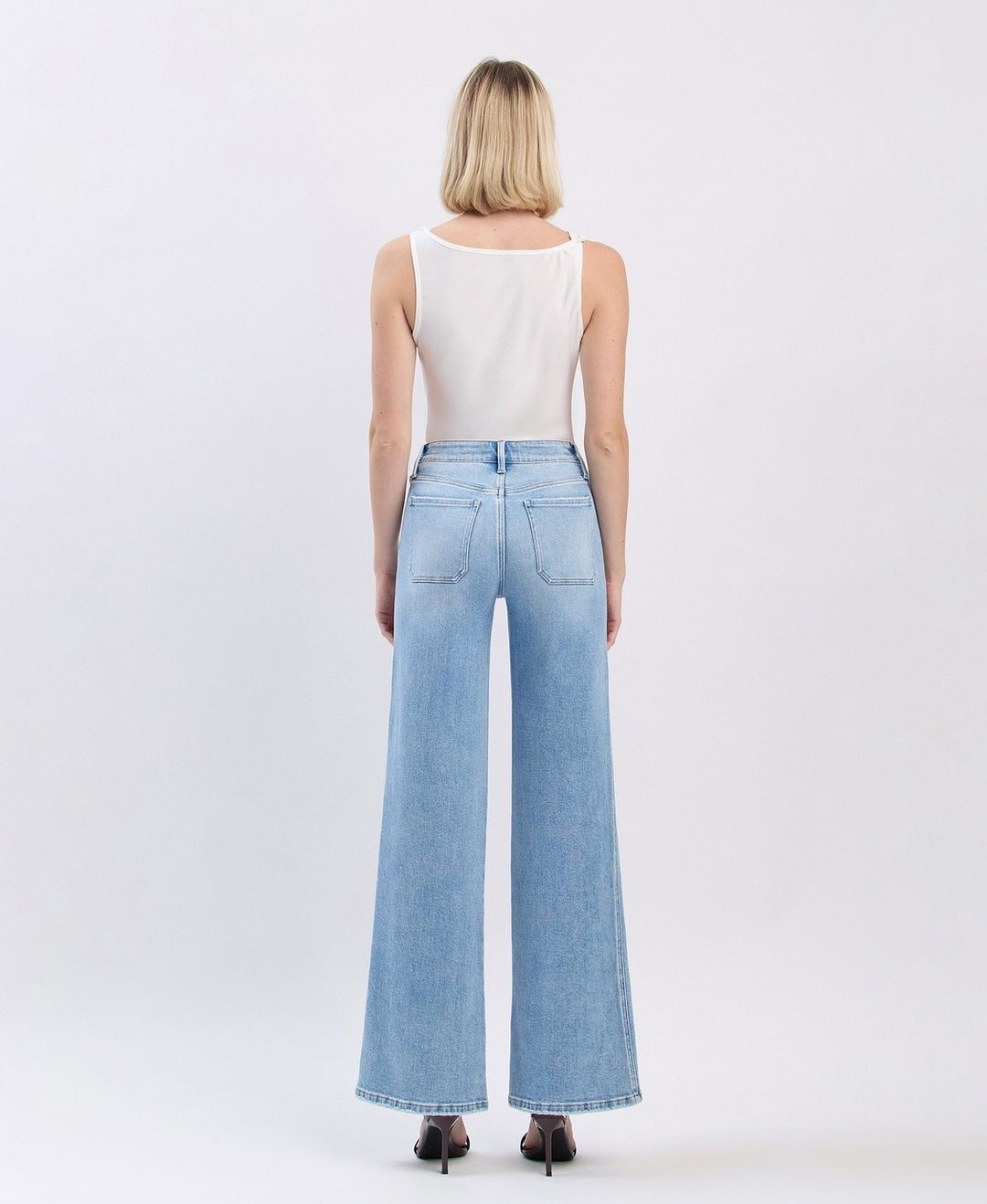 High Rise Patch Pocket Wide Leg Jeans - Flying Monkey