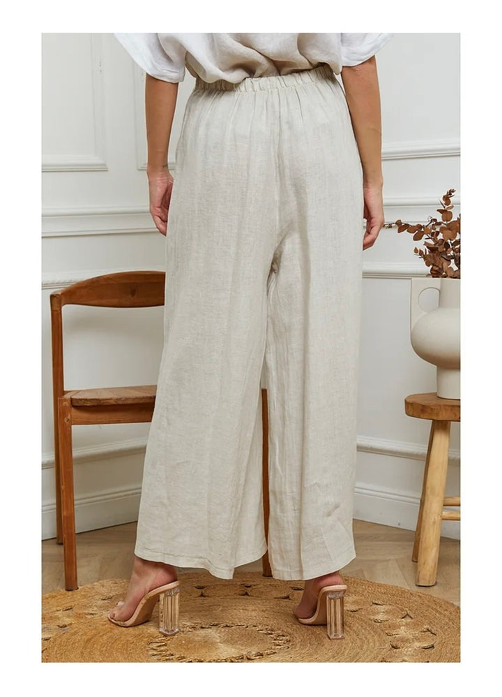 Button Detail Linen Pant