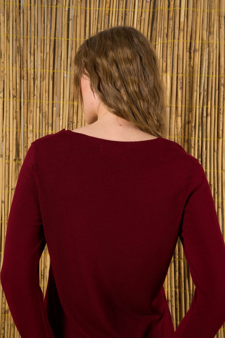 Claret Red V Neck Sweater