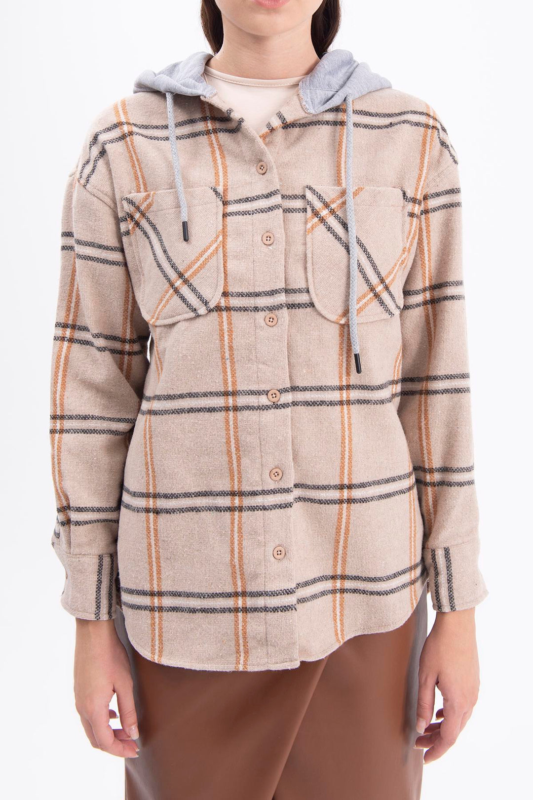 Cotton Hooded Shirt